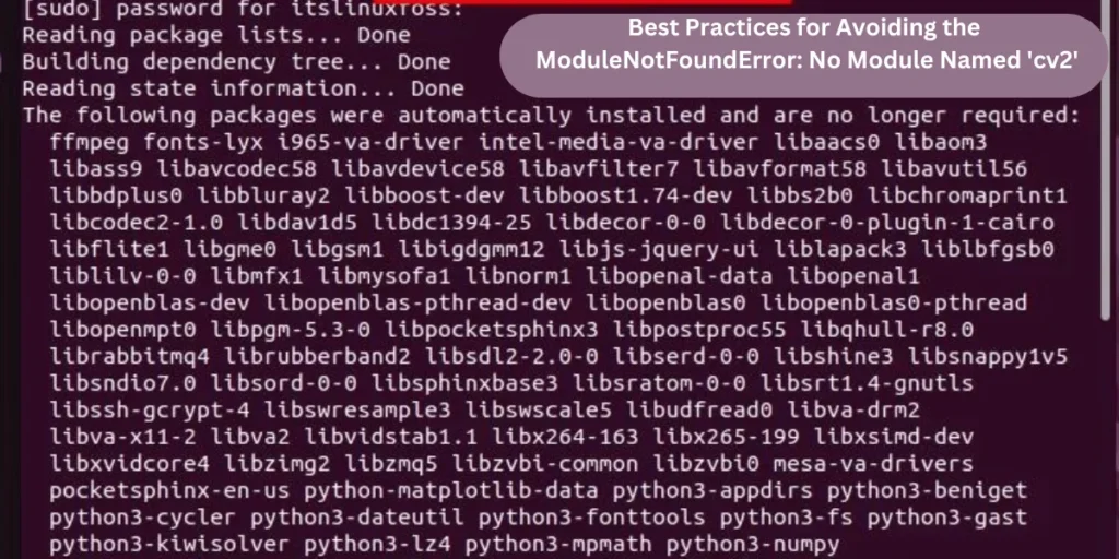 This emage showing a Best Practices for Avoiding the ModuleNotFoundError: No Module Named 'cv2'
